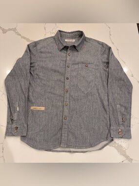 Anerkjendt Denmark Blue Gray Denim Button Up Shirt Mens M Pockets Casual Preppy